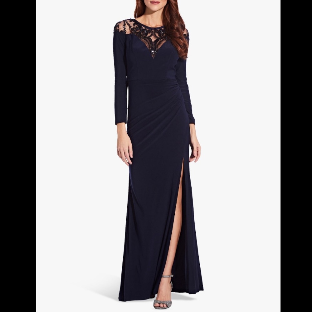 Adrianna Papell Sequin Yoke Gown